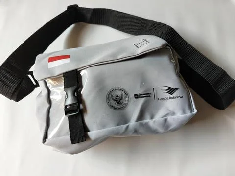 Central Java Indonesia 10 May 2026: Indonesian Hajj sling bag 2026 designed for  Stock Photos