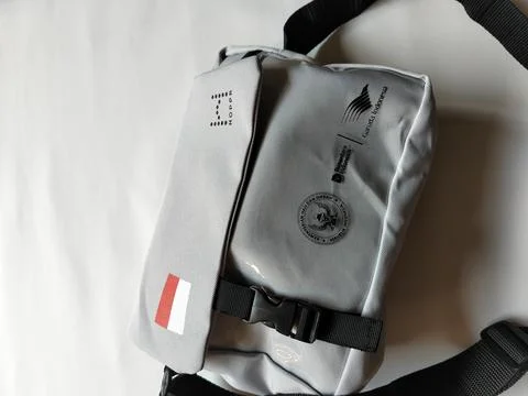 Central Java Indonesia 10 May 2026: Indonesian Hajj sling bag 2026 designed for  Stock Photos