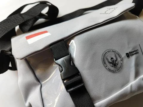 Central Java Indonesia 10 May 2026: Indonesian Hajj sling bag 2026 designed for  Stock Photos
