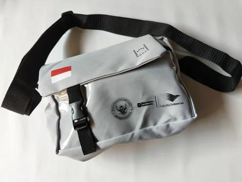 Central Java Indonesia 10 May 2026: Indonesian Hajj sling bag 2026 designed for  Stock Photos