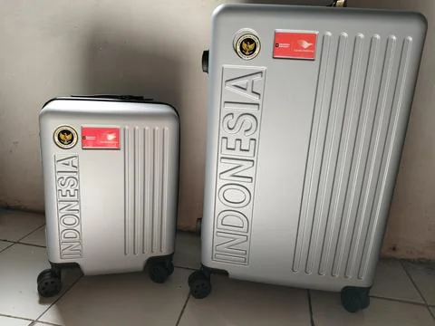 Central Java Indonesia 10 may 2026: Official Indonesian Hajj suitcase 2026 for p Stock Photos