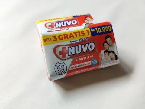 Central Java, Indonesia – 10 May 2026: Close-up view of NUVO bar soap product  Stock Photos