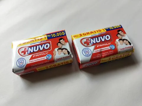 Central Java, Indonesia – 10 May 2026: Close-up view of NUVO bar soap product  Stock Photos