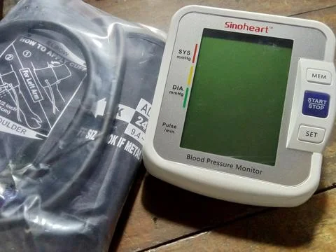 Central Java, Indonesia 11 August 2024: Blood pressure monitor digital. Фото