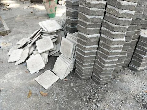 Central Java Indonesia 11 July 2026: producing concrete paving blocks in a  Stock Photos