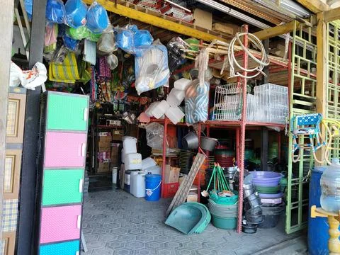 Central Java Indonesia 11 June 2026: A well-stocked household goods store displa Stock Photos