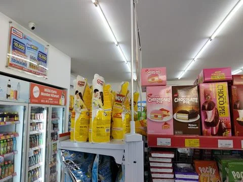 Central Java Indonesia 12 September 2026: Inside a local minimart showing 스톡 사진