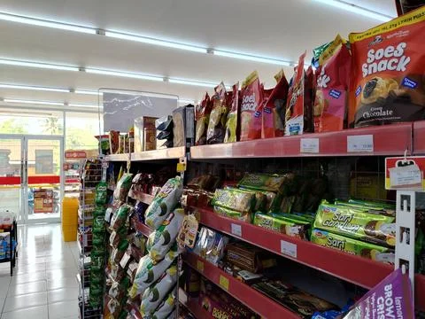 Central Java Indonesia 12 September 2026: Inside a local minimart showing  스톡 사진