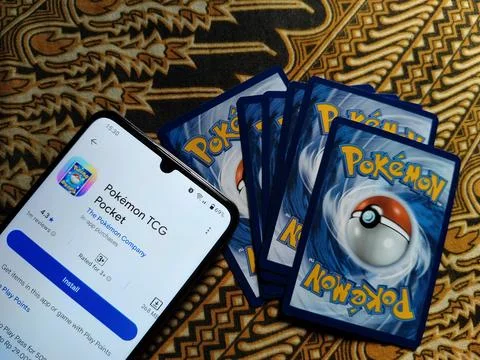 Central Java Indonesia 13 may 2026: Pokémon TCG Pocket app displayed  Stock Photos