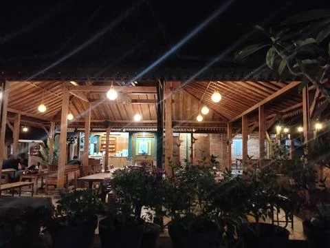 Central Java Indonesia 15 September 2026: Beautiful night view of a traditional  库存照片