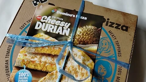 Central Java Indonesia 16 August 2026: A Domino's Pizza cardboard delivery box  Stock Footage 342534287
