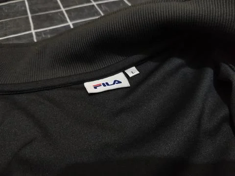 Central Java Indonesia 16 August 2026: Macro photography of a Fila inner neck Stock-Fotos