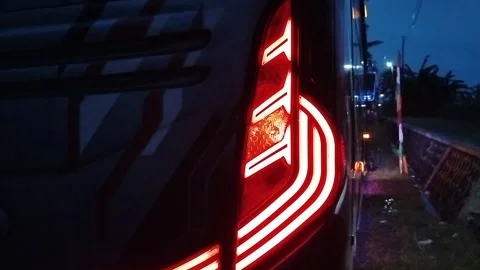Central Java Indonesia 16 February 2026: Close up of bus exterior light Video stock 330808018