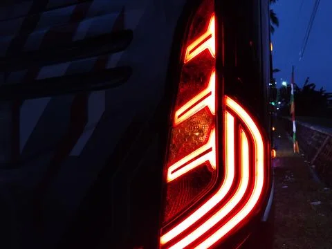 Central Java Indonesia 16 February 2026: Close up of bus exterior light  Stock-Fotos