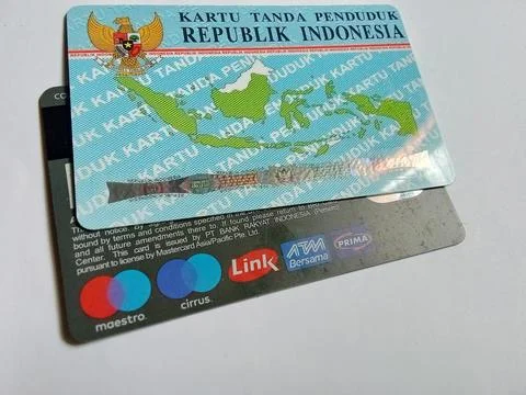 Central java Indonesia 17 February 2023: Indonesian identity card and Britama ba Stock-Fotos