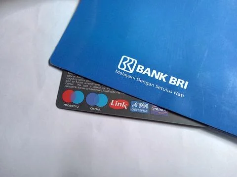 Central java, Indonesia 17 February 2023: bank bri passbook and britama card Stock-Fotos