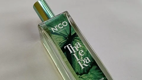 Central Java Indonesia 17 July 2026: Elegant perfume bottle featuring a nature Vídeo Stock 340120182