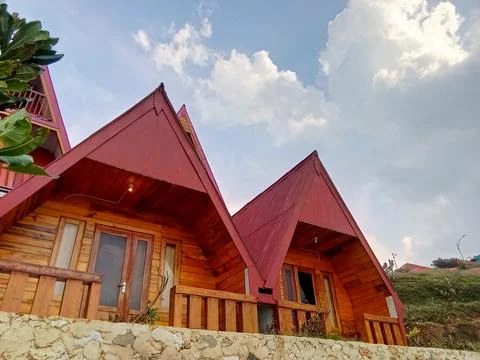 Central Java Indonesia 18 June 2024: villa accommodation on Menganti beach Fotos Stock