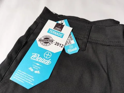 Central Java Indonesia 2 March 2026: New black pants with brand label attached Photos