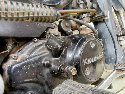 Central Java Indonesia 20 October 2024: Old motorbike engine. Foto stock