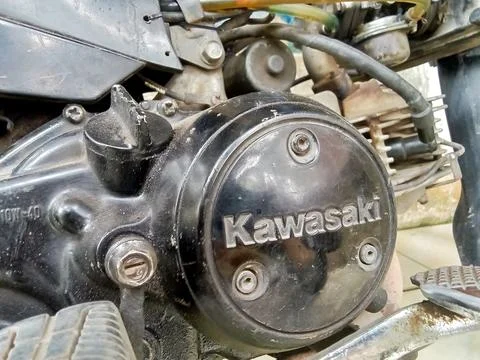 Central Java Indonesia 20 October 2024: Old motorbike engine. Foto stock