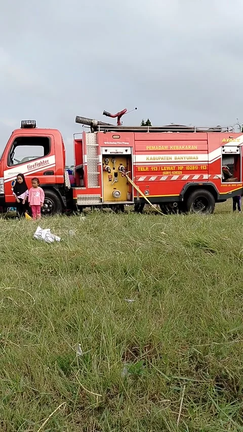 Central Java Indonesia 21 May 2026: Firefighter socialization for kindergarten  Stock Footage 336163991