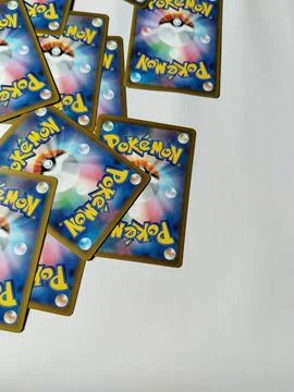 Central Java Indonesia 22 April 2026: Back side of Japanese Pokémon TCG card fea Stock-Fotos