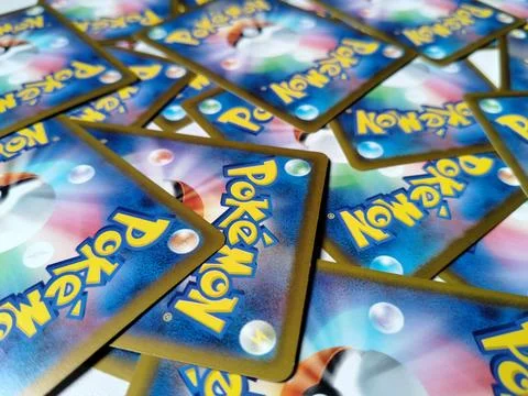 Central Java Indonesia 22 April 2026: Back side of Japanese Pokémon TCG card fea Stock-Fotos