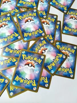 Central Java Indonesia 22 April 2026: Back side of Japanese Pokémon TCG card fea Foto stock