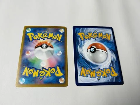 Central Java Indonesia 22 April 2026: Pokémon card back design comparison Japane 写真素材