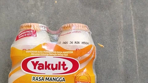 Central Java Indonesia 22 July 2026: A refreshing bottle of Yakult Mango flavore Stock Footage 340330974