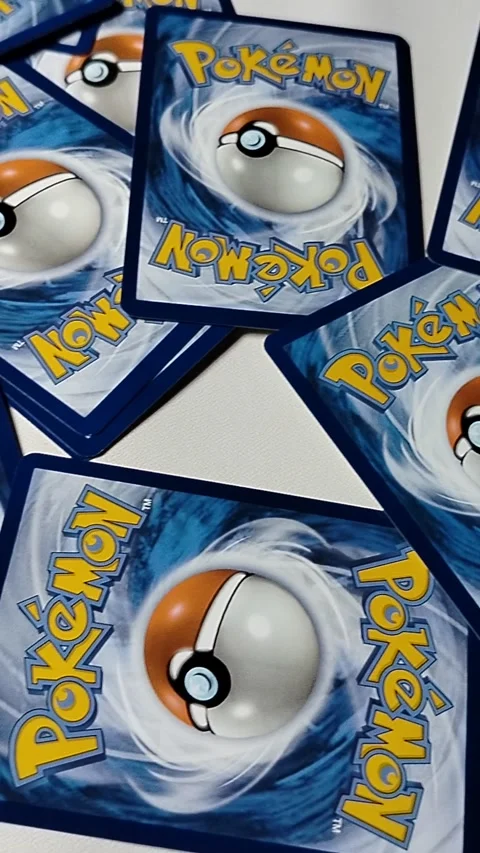 Central Java Indonesia 22 may 2026: Back side of Pokémon TCG card featuring icon Video stock 333503633