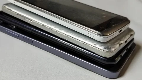 Central Java Indonesia 23 March 2026: Multiple smartphones stacked together. Stock-Footage 332067051