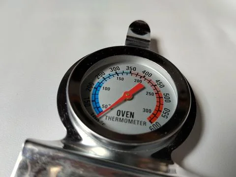 Central Java Indonesia 23 March 2026: Stainless steel oven thermometer showing  Stock Photos