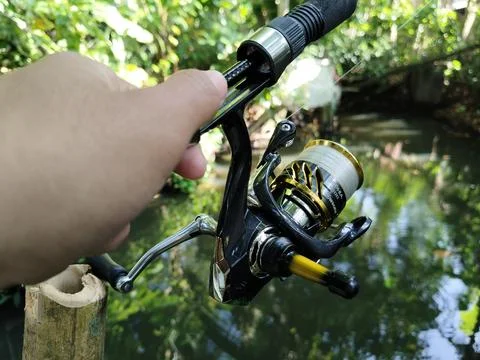 Central Java, Indonesia, 23 March 2026: High-quality fishing rod and spinning re Stock Photos