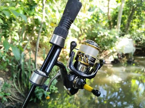 Central Java, Indonesia, 23 March 2026: High-quality fishing rod and spinning re Stock Photos