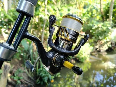 Central Java, Indonesia, 23 March 2026: High-quality fishing rod and spinning re Stock Photos