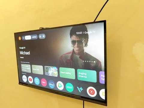 Central Java Indonesia 24 June 2026: Google TV Home is an Android-based Smart TV 스톡 사진