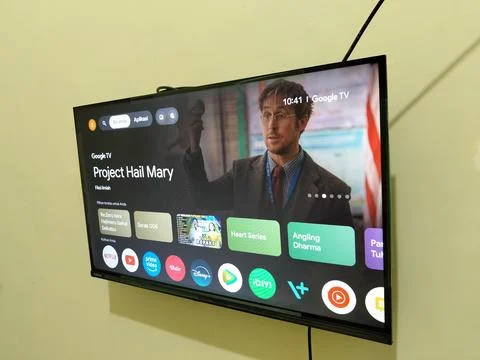 Central Java Indonesia 24 June 2026: Google TV Home is an Android-based Smart TV 스톡 사진