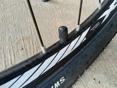 Central Java Indonesia 26 December 2024: mtb bicycle tires. spokes, rims, and va Stock Photos