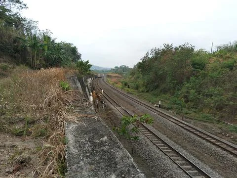 Central Java Indonesia 26 September 2026: High angle view of a curved double-tra Stock Photos