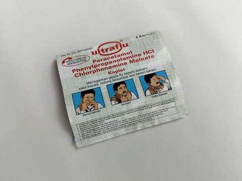 Central Java Indonesia 27 July 2026: Close-up of a limited over-the-counter medi Stock-Fotos