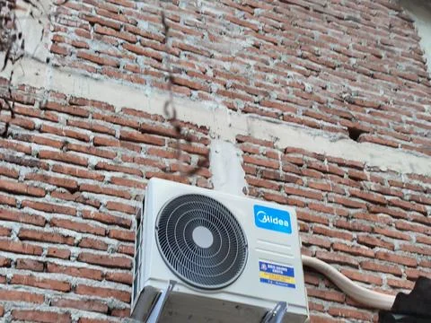 Central Java Indonesia 27 May 2026: Outdoor air conditioner condenser unit  Stock Photos