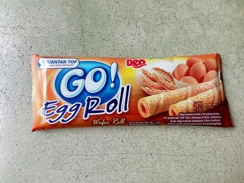 Central Java Indonesia 27 October 2024: Egg roll snack packaging. Stock Photos