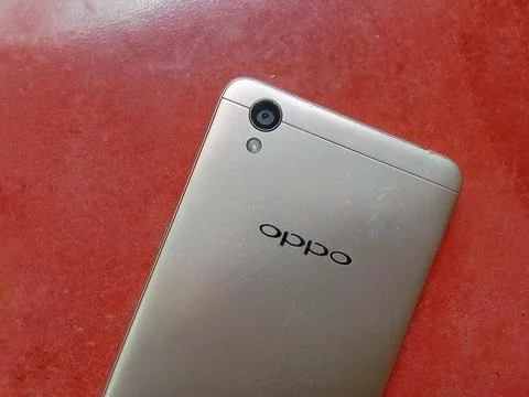 Central Java Indonesia 27 October 2024: Rear Oppo brand smartphone. Фото