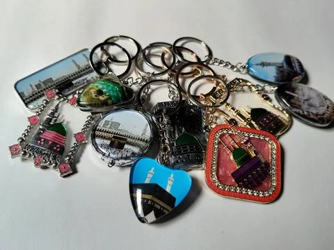 Central Java Indonesia 28 June 2026: Islamic souvenir keychain from Saudi Arabia Stock Photos
