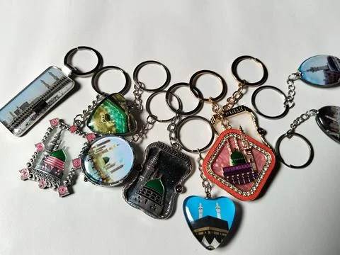 Central Java Indonesia 28 June 2026: Islamic souvenir keychain from Saudi Arabia Stock Photos