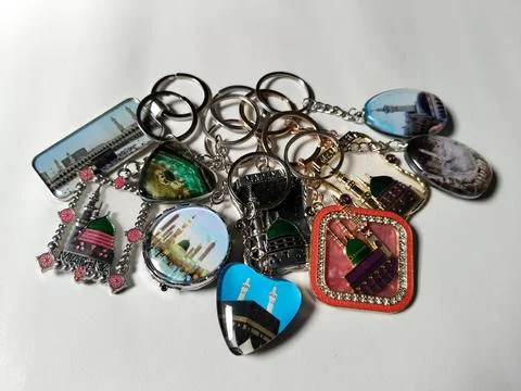 Central Java Indonesia 28 June 2026: Islamic souvenir keychain from Saudi Arabia Stock Photos