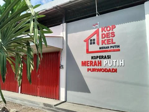 	Central Java Indonesia 29 June 2026: Exterior view of Koperasi Merah Putih Stock Photos