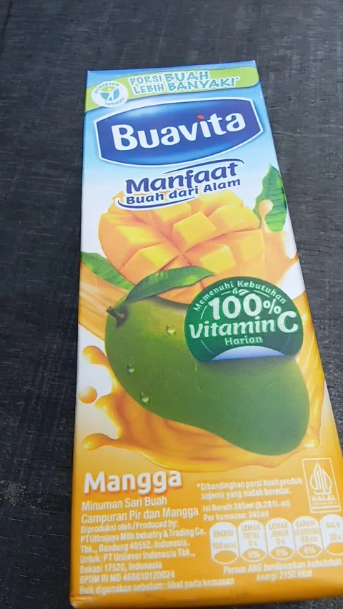 Central Java Indonesia, 29 October 2024: Buavita, a mango flavored fruit juice  Stock Footage 289741208